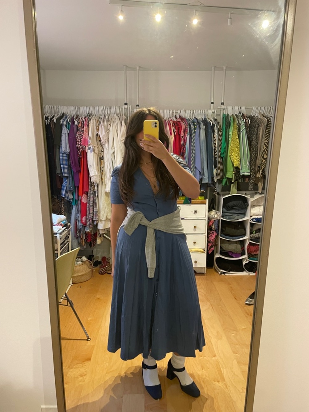 Laura Ashley Blue Button-Front Midi Dress